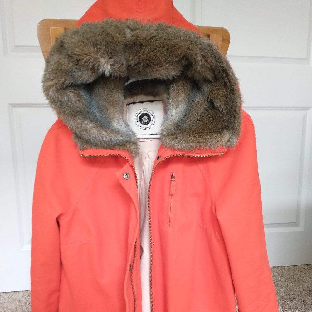 Anthropologie faux fur trimmed coat